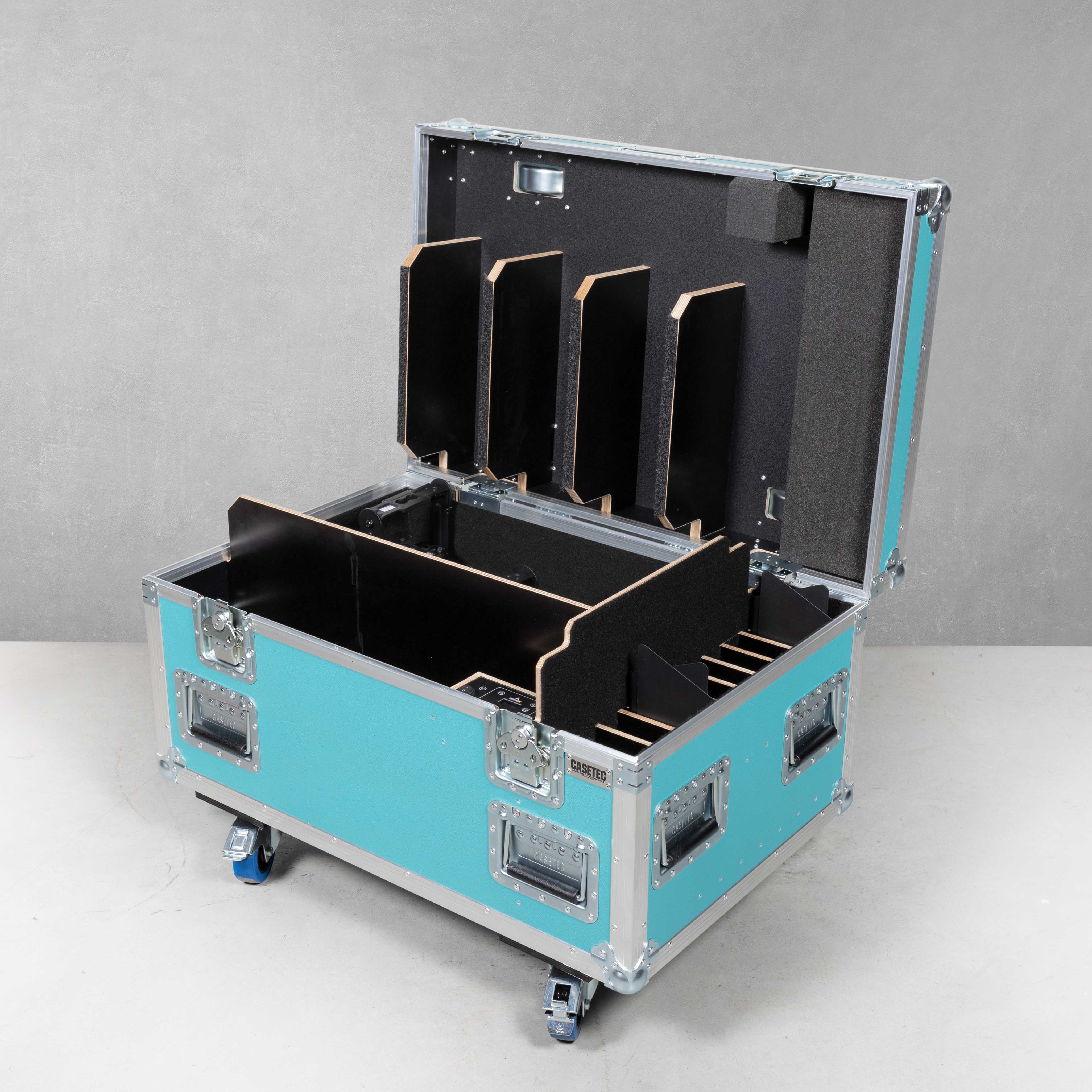 Flightcase für Astera QuikSpot mit Fach für 8-fach Ladeplatte Typ B2