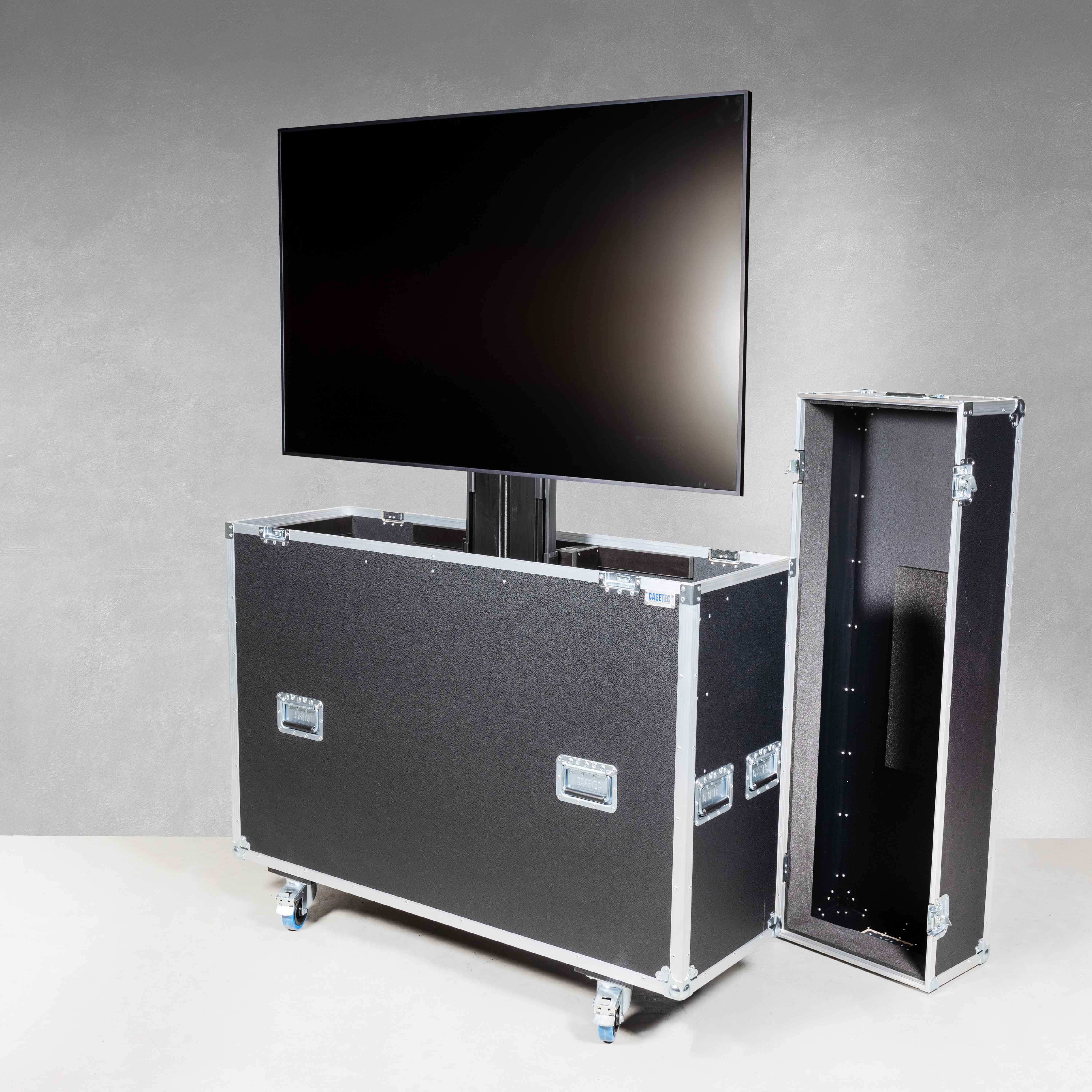 Flightcase mit elektrischem Hublift (inkl. Displayhalterung) für einen Flachbildschirm 46-55" Flightcase mit elektrischem Hublift (inkl. Displayhalterung) für einen Flachbildschirm 46-55"