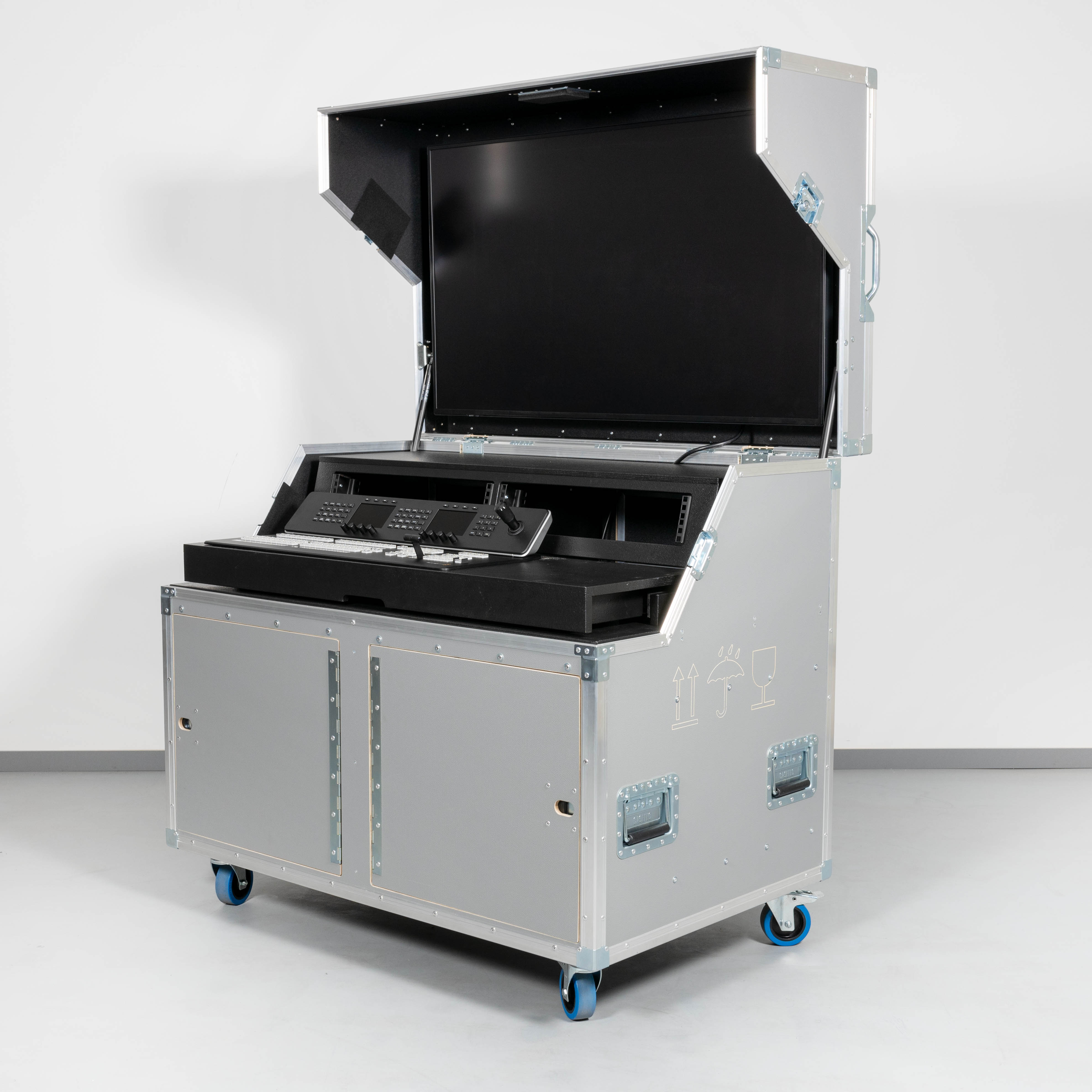 19" Doppel SID Video Regie Rack 2x10HE (mit Arbeitsfläche)