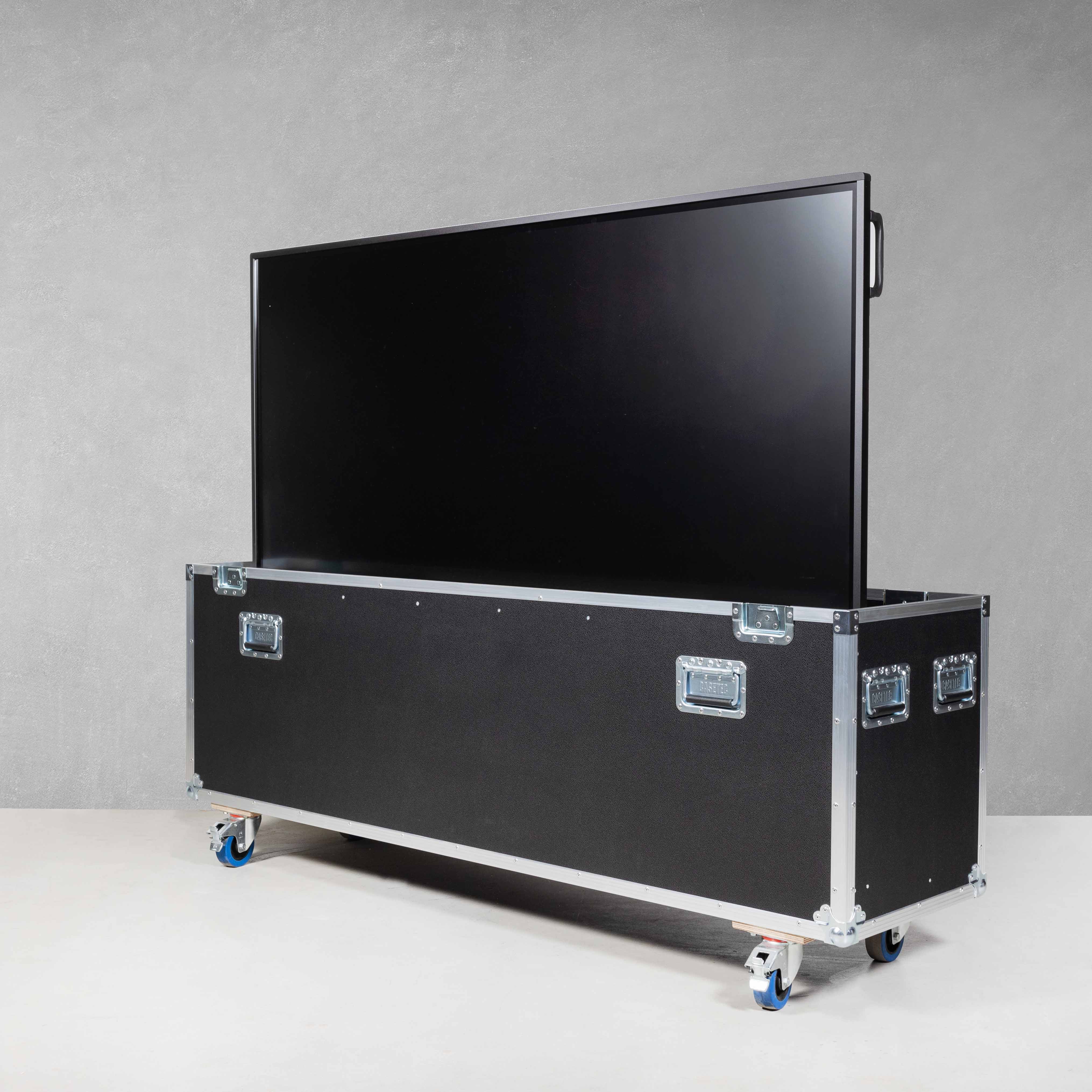 Flightcase mit elektrischem Hublift (inkl. Displayhalterung) für einen Flachbildschirm 86-98" Flightcase mit elektrischem Hublift (inkl. Displayhalterung) für einen Flachbildschirm 86-98"