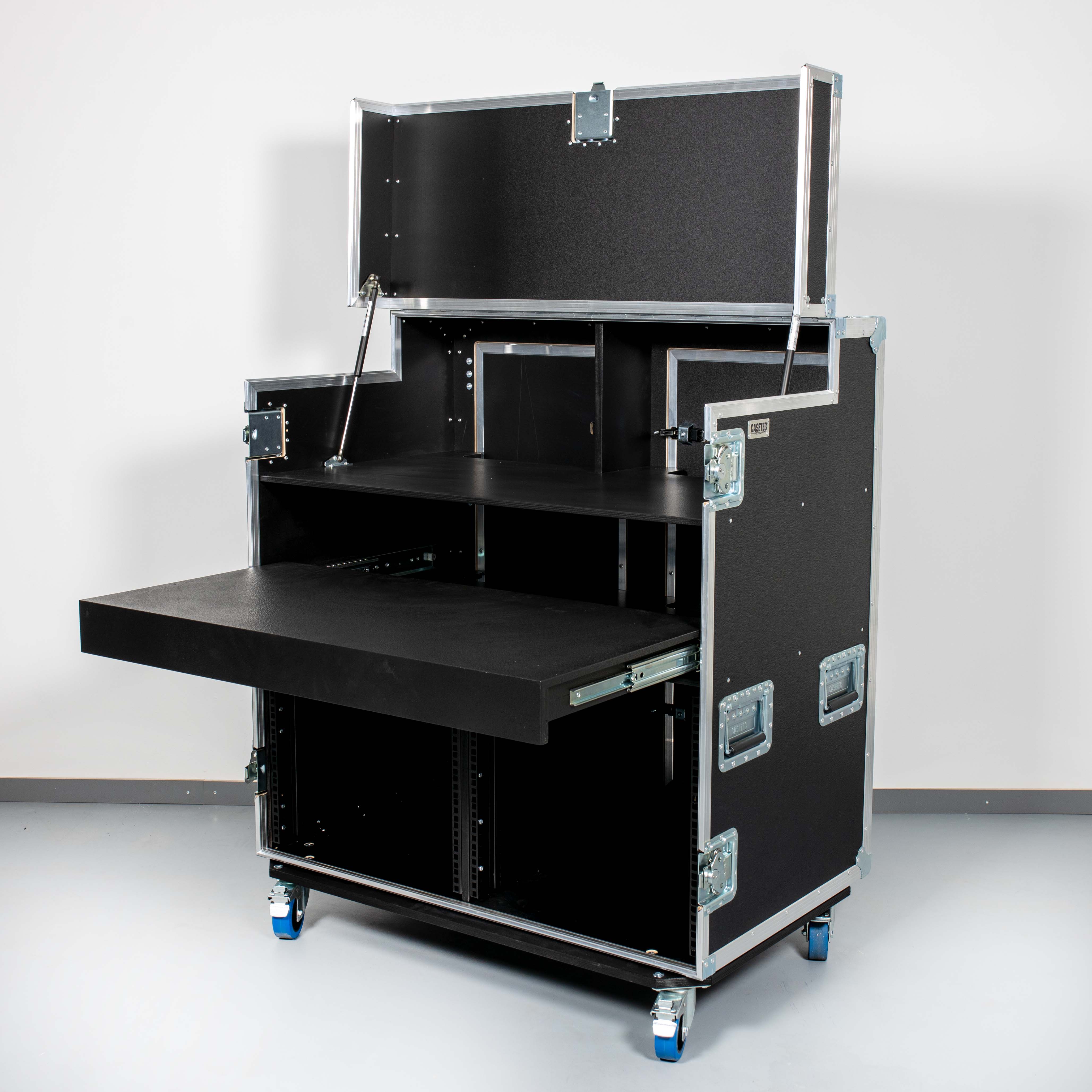 HD Regie Case 2 x 19" 10HE Einheit  mit ausziehbarer Arbeitsfläche Typ B2