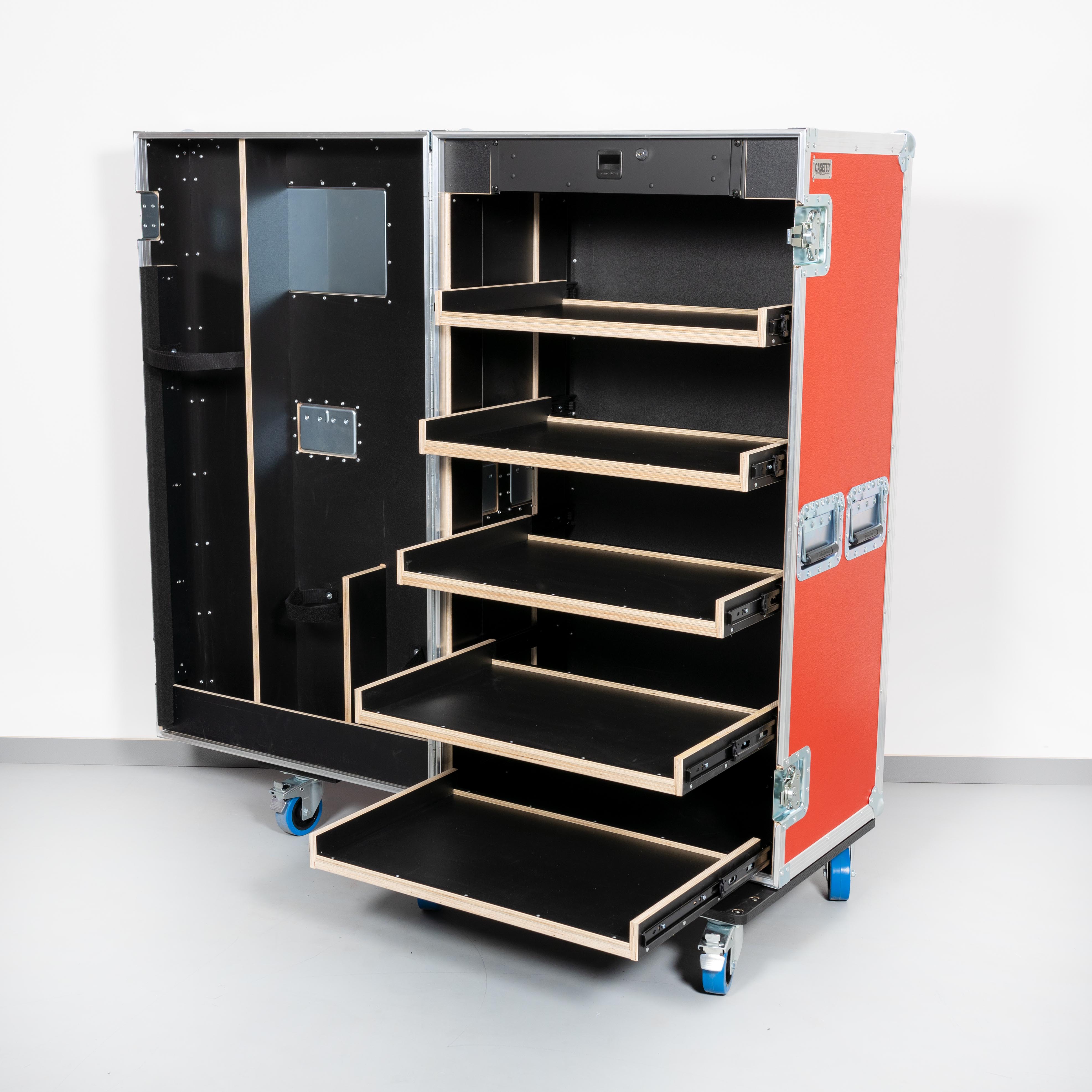 Schrankcase für 5 Euroboxen (Kunststoffboxen) V.2 WAWI Rack & Case Gr. L (ohne Tisch im Deckel)