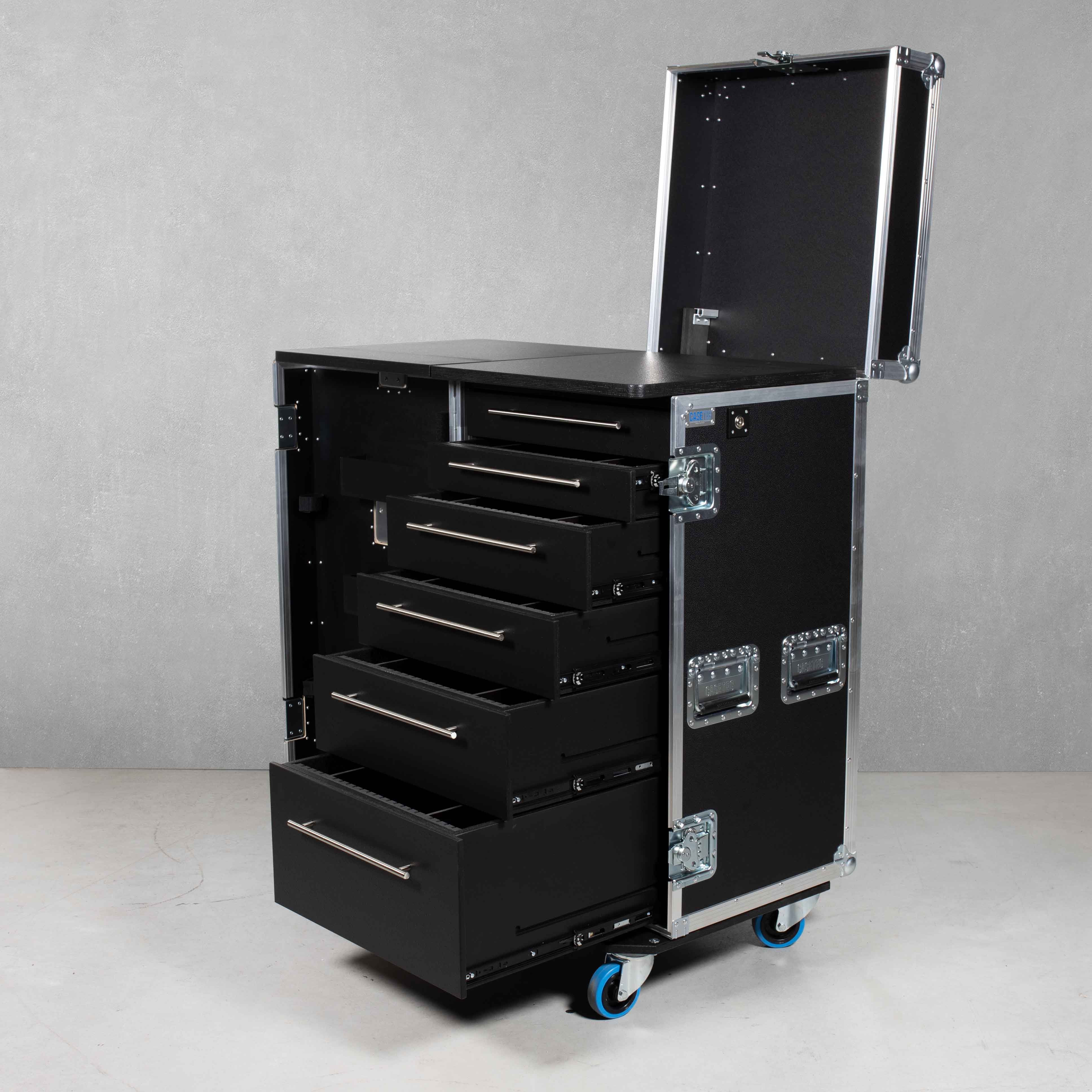 Schubladen Racks Schubladencase 120er Profi (mit klappbarer Arbeitsfläche) mit 6 Schubladen