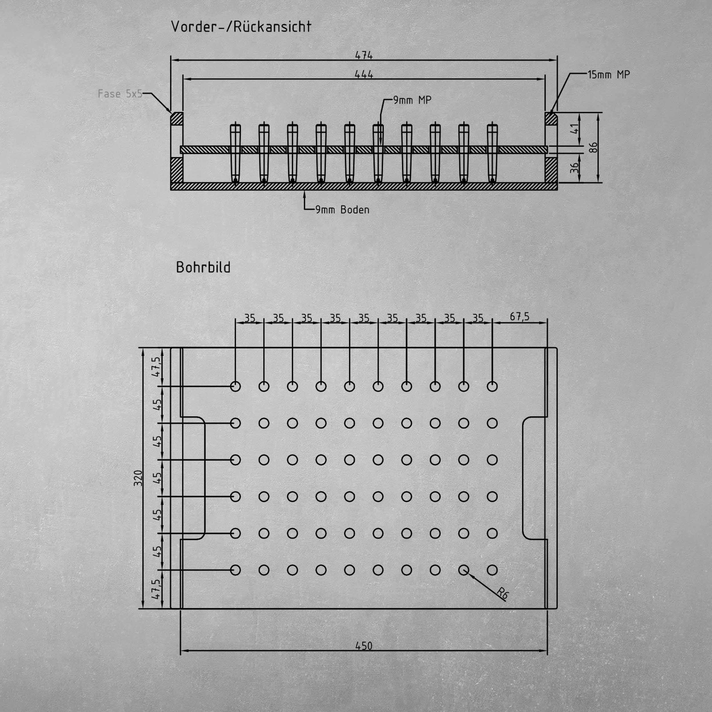 Holzlade für 60 Bolzen 