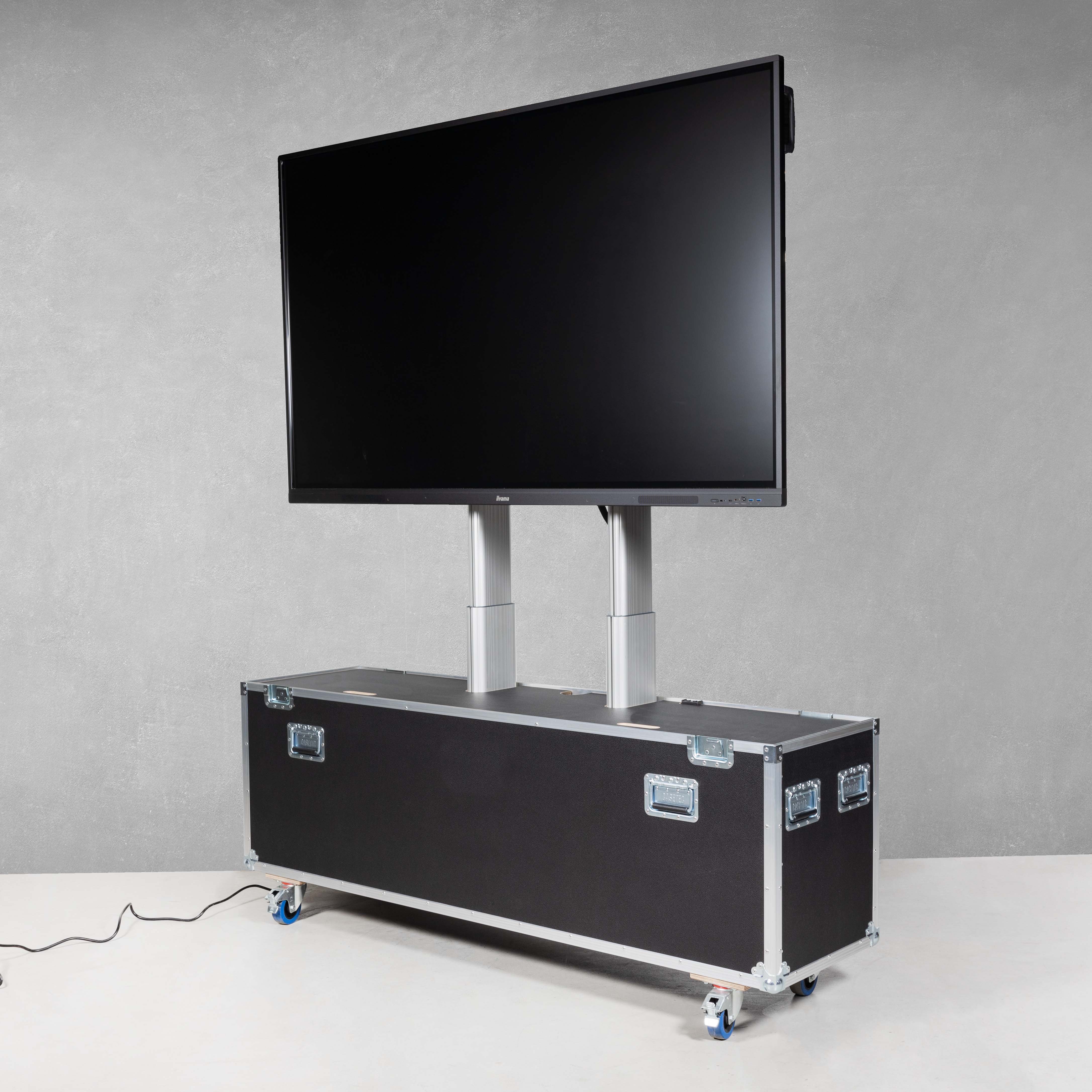 Flightcase mit elektrischem Hublift (inkl. Displayhalterung) für einen Flachbildschirm 80-86" Flightcase mit elektrischem Hublift (inkl. Displayhalterung) für einen Flachbildschirm 80-86"