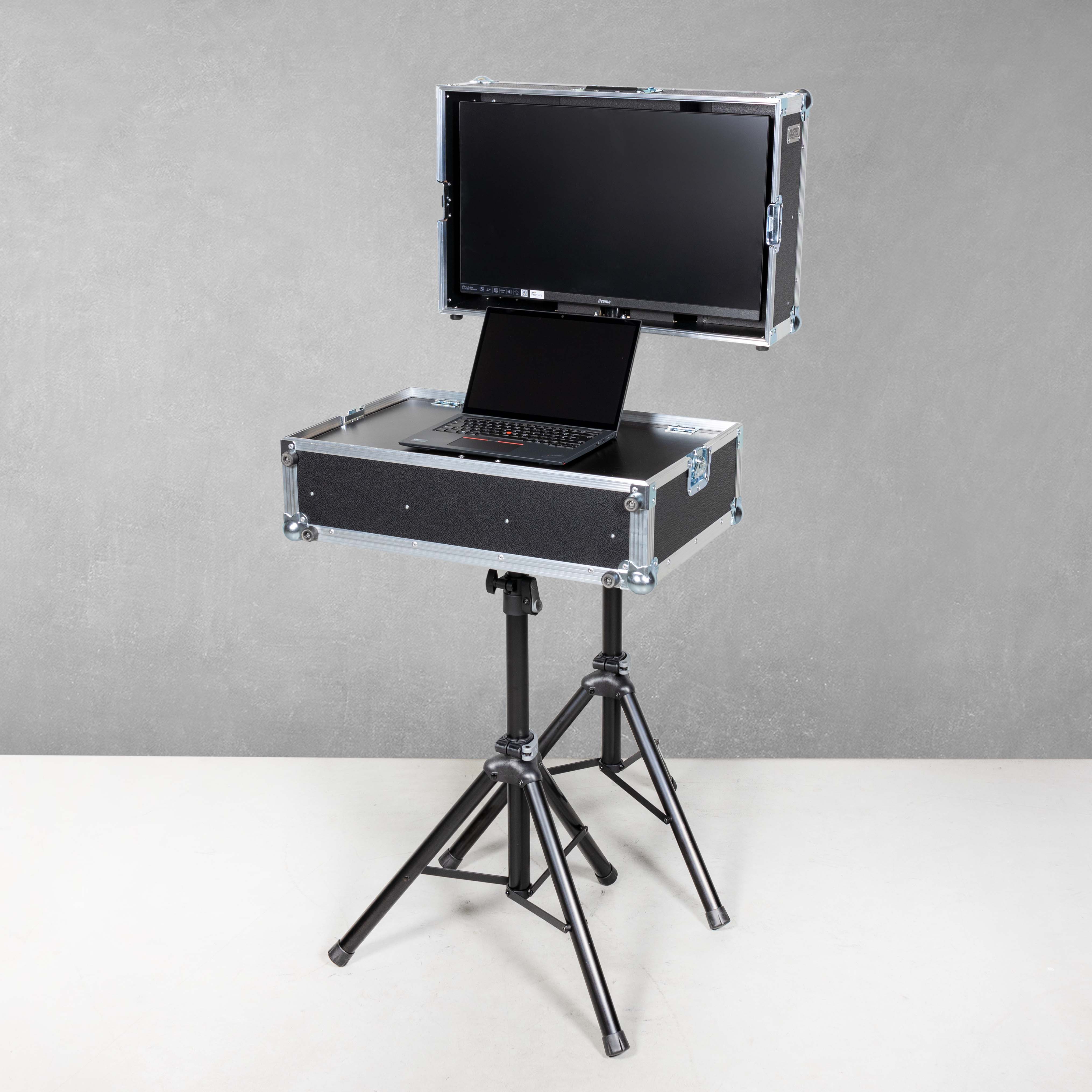 Flightcase Workstation für Videovorschaumonitor 27" und Laptop