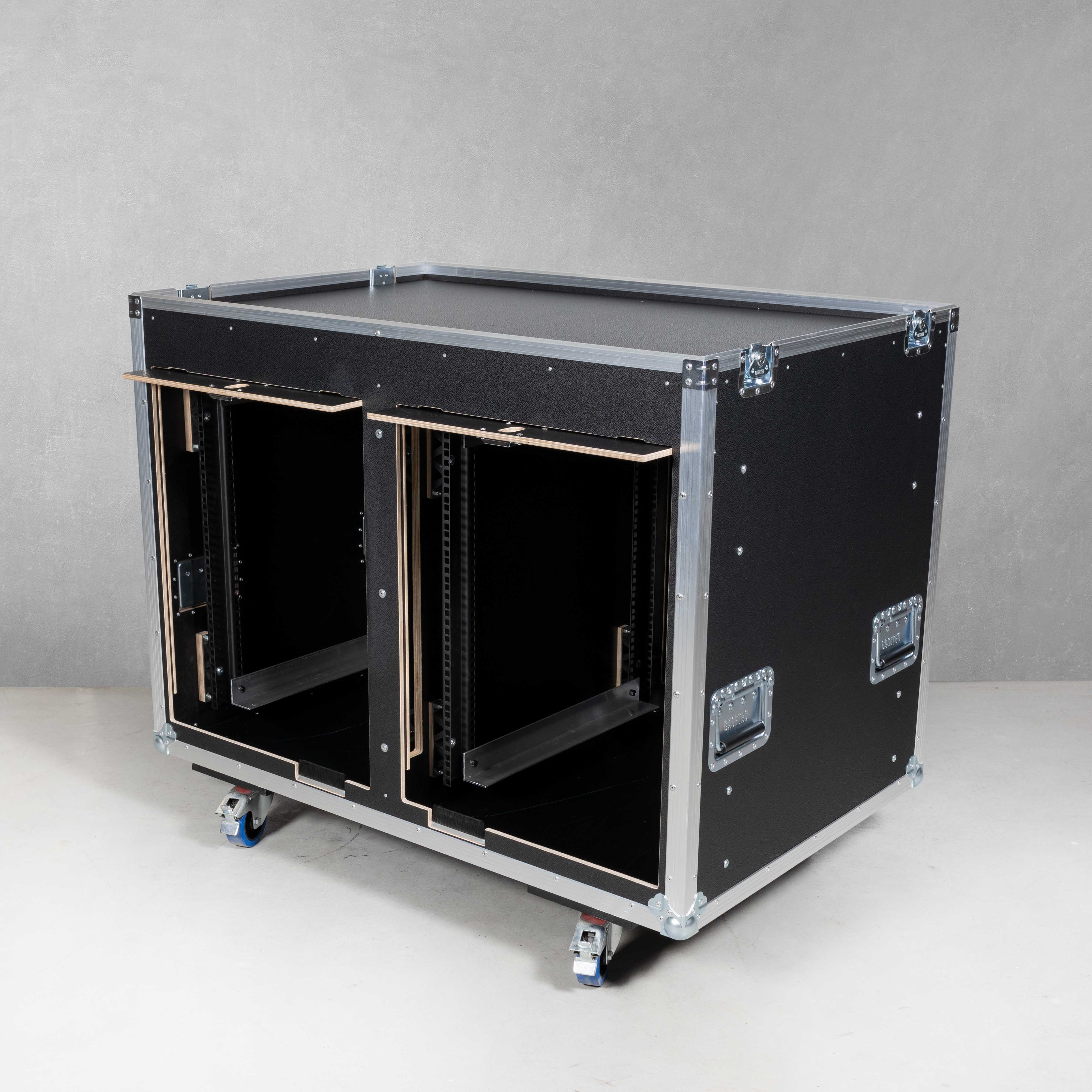 19" SID Rack 14HE 80er Tiefe Doppel 19" mit Arbeitsfläche und abnehmbarer Haube
