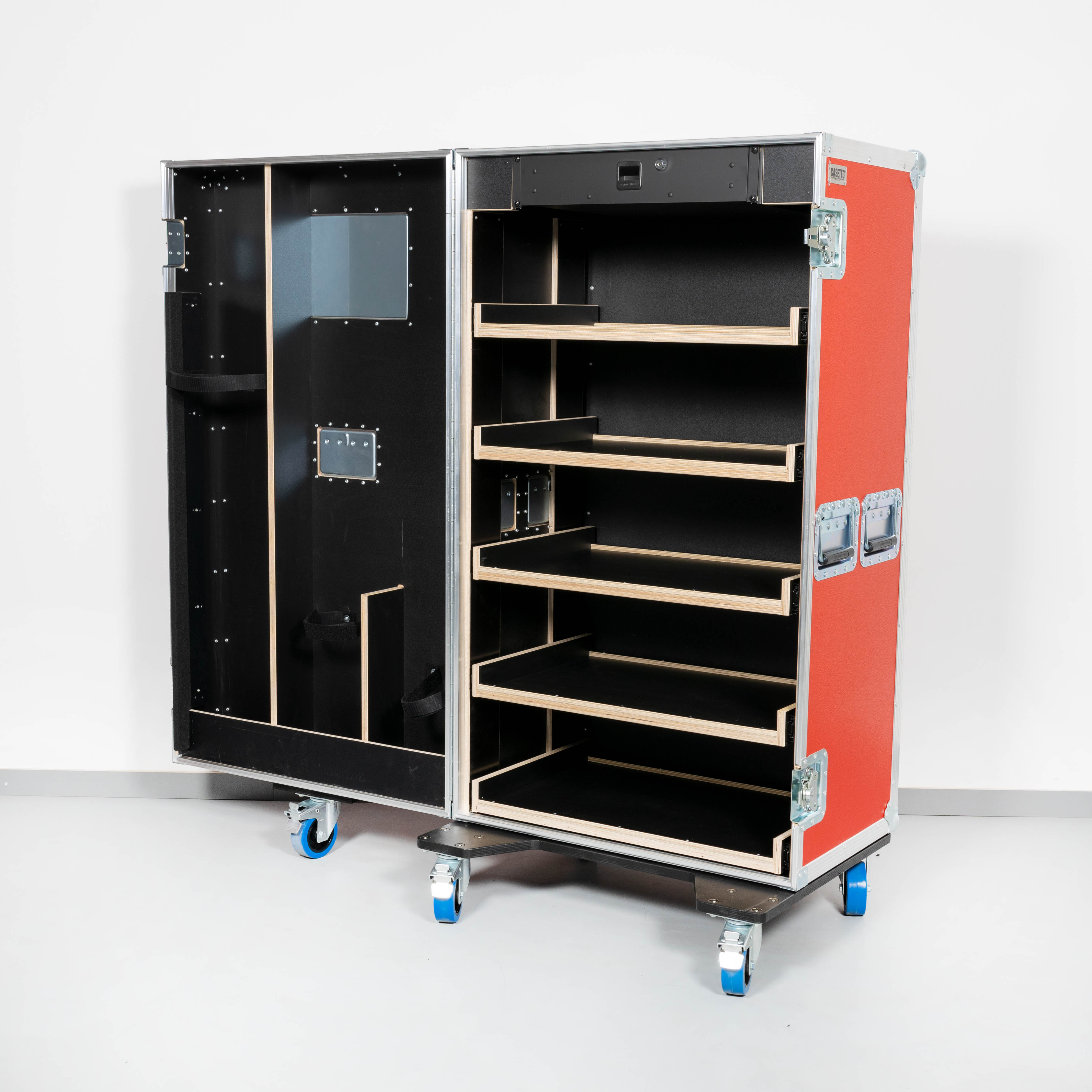 Schrankcase für 5 Euroboxen (Kunststoffboxen) V.2 WAWI Rack & Case Gr. L (ohne Tisch im Deckel)
