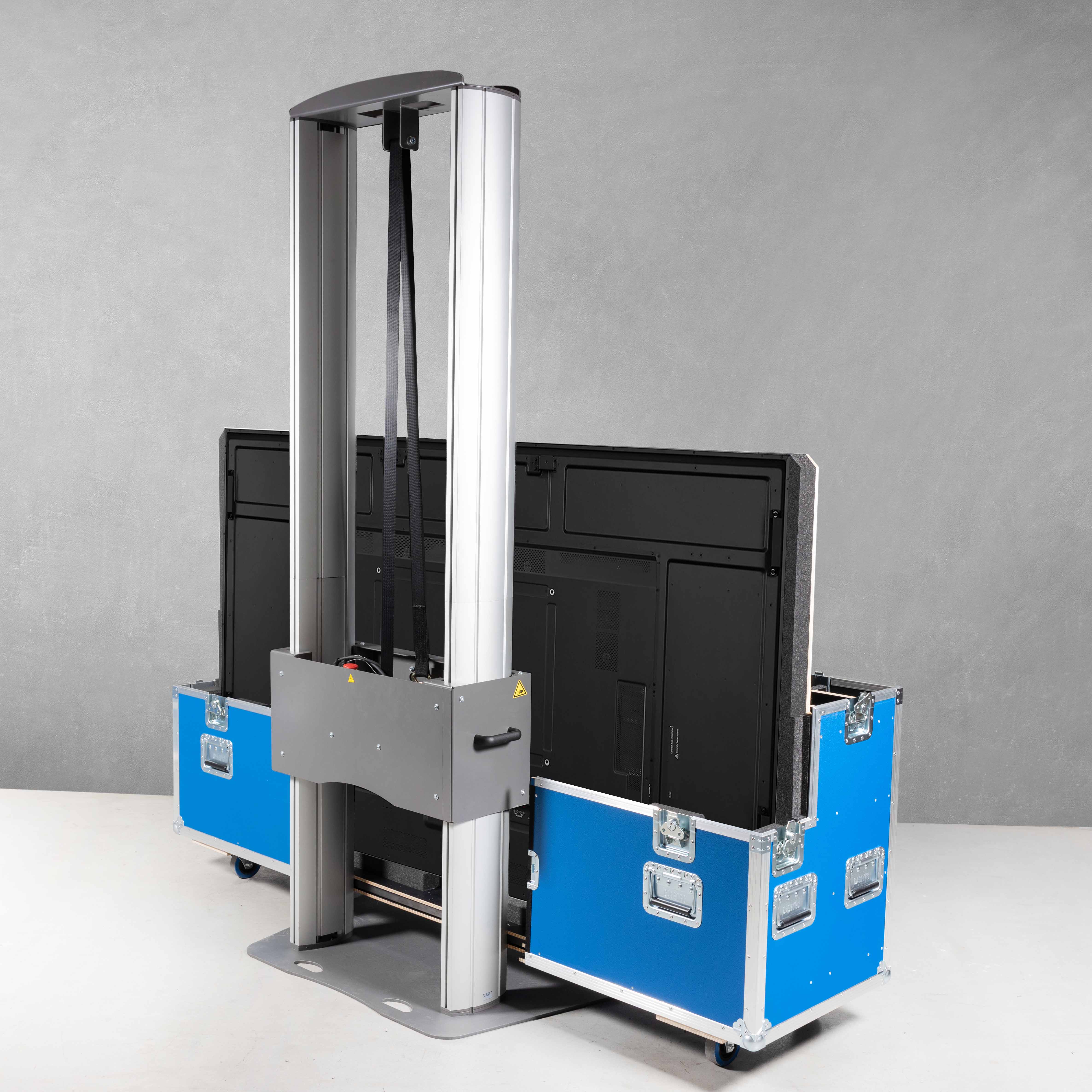 Flightcase für ein NEC M981 mit Smart Metals 062.7300 Smart Screen Hoister Flightcase für ein NEC M981 mit Smart Metals 062.7300 Smart Screen Hoister