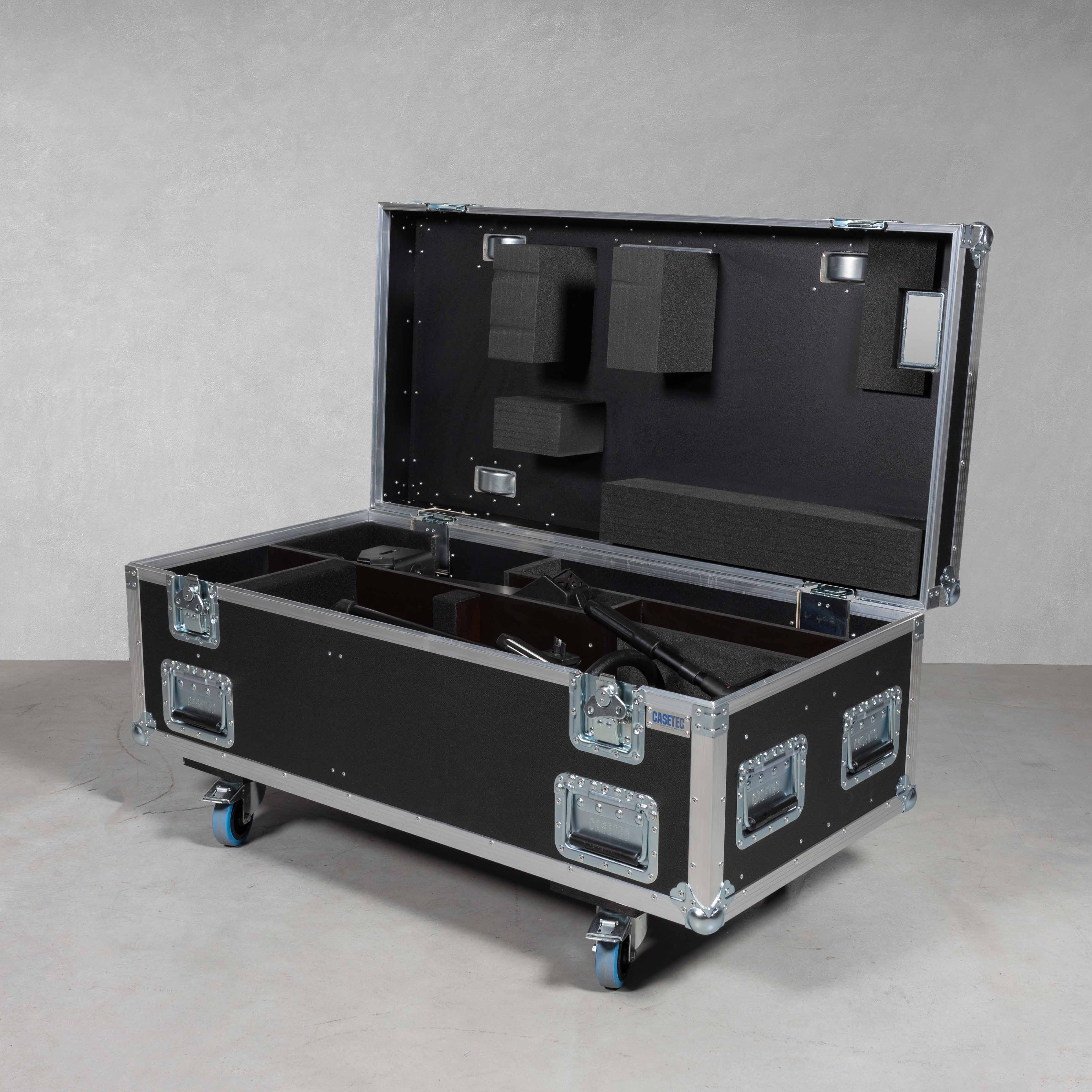 Flightcase für 1x Sachtler System 25 C III Stativ mit mont. Kopf Video 25 Plus FB + Rollspinne Sachtler Dolly XL und Pumpe