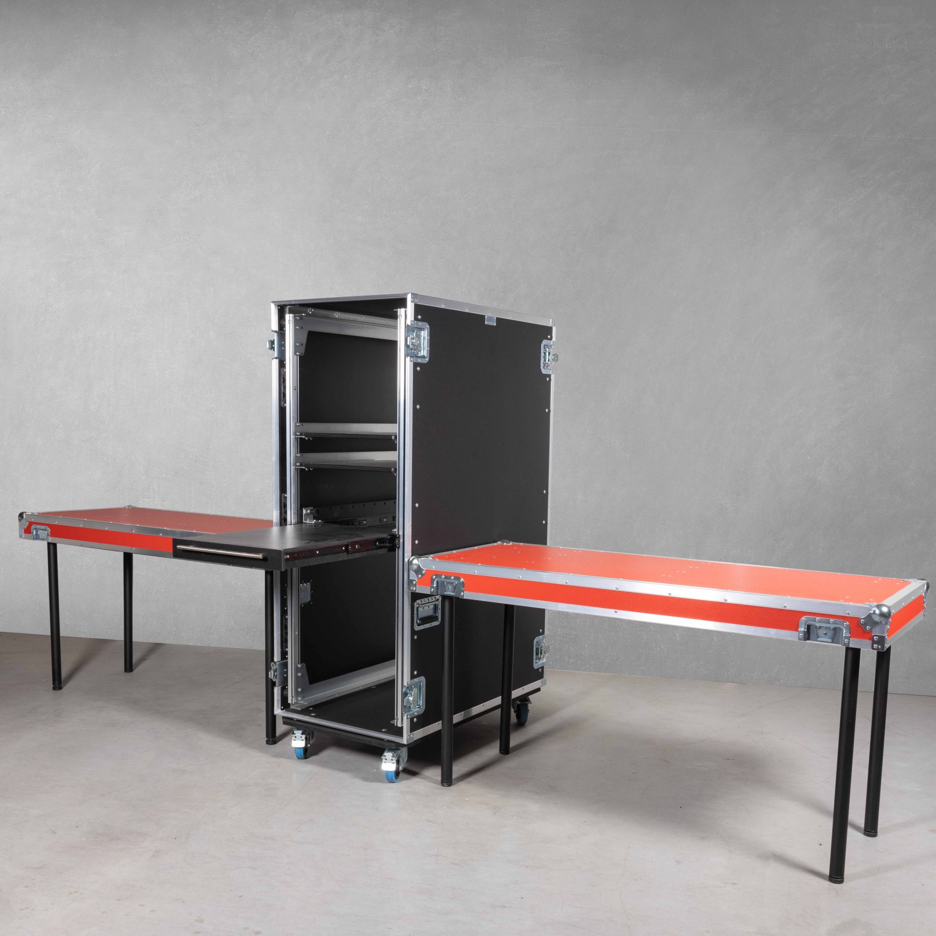 Rack Régie KARMA 19'' 12 + 9 U – Rack Mobile Métal Avec Roulettes 360° | Idéal Double Lecteur CD, Table Mixage, Ampli DJ